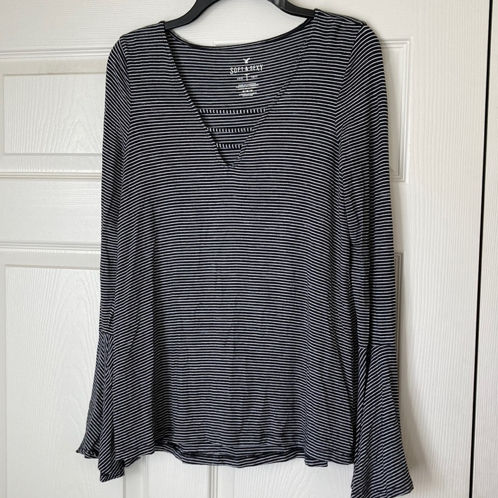 Striped Flared Sleeve Shirt